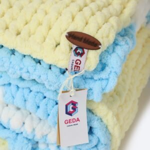Handmade  Alize Puffy Warm Fluffy Colorful Crochet Blankets - Image 3