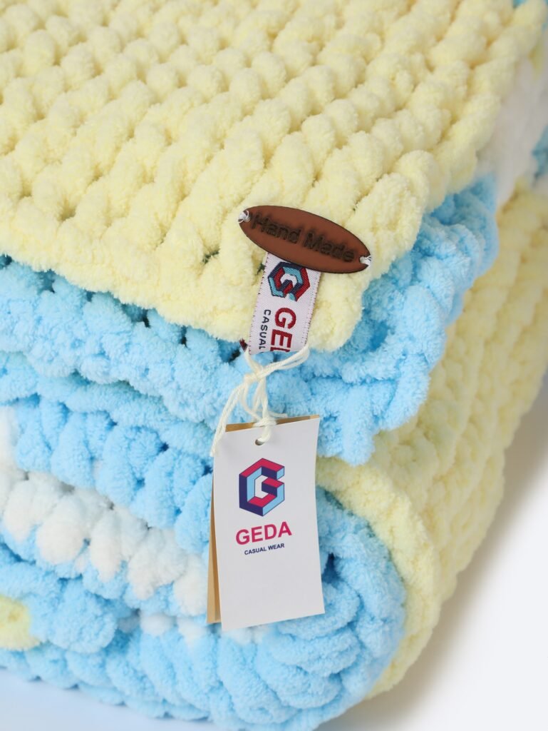 Handmade Alize Puffy Warm Fluffy Colorful Crochet Blankets
