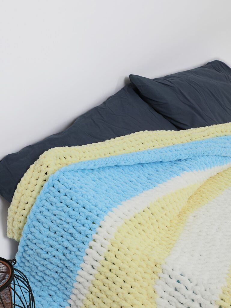 Handmade Alize Puffy Warm Fluffy Colorful Crochet Blankets
