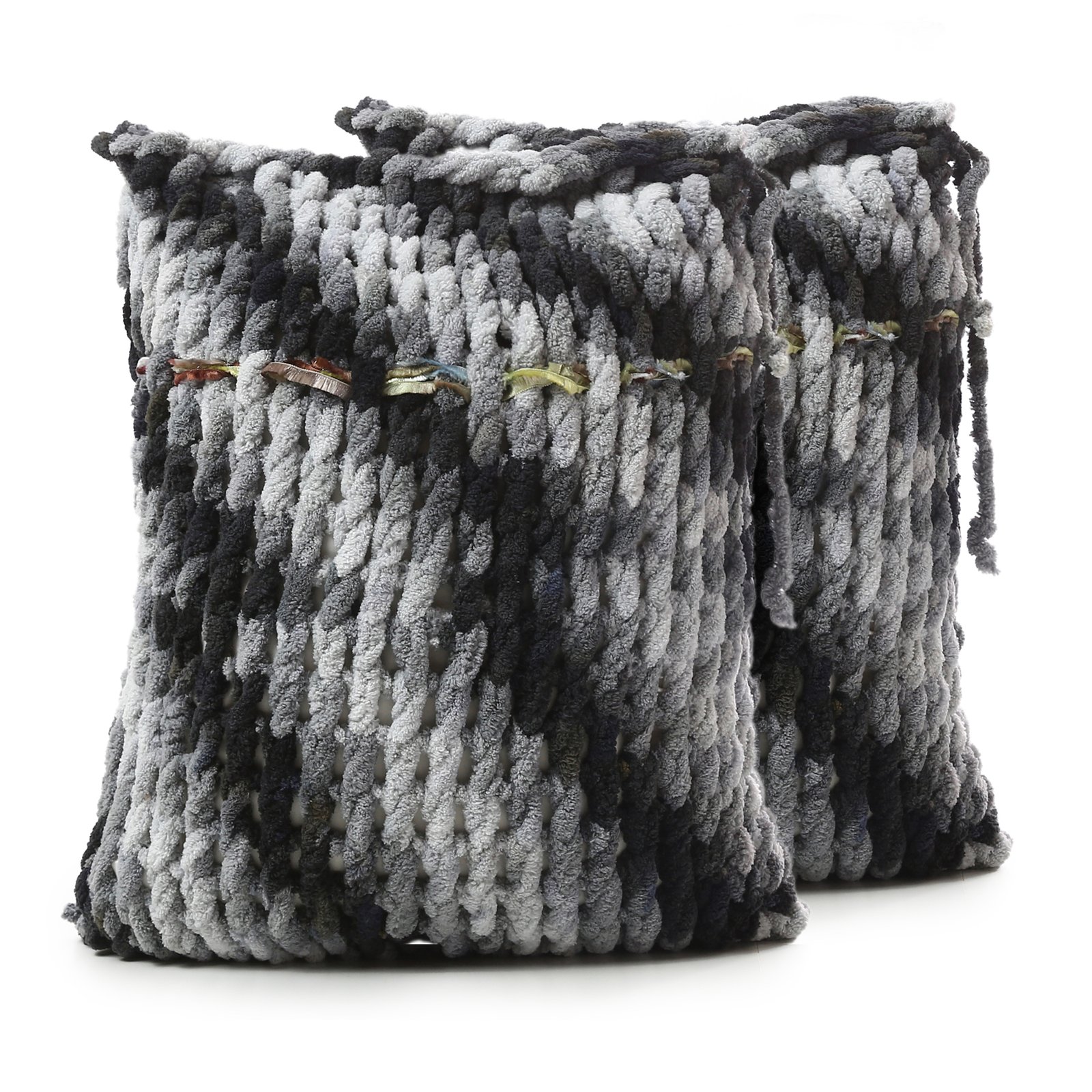 Handmade Alize Puffy Luxury Cushion Pillow Covers Sets ( 2 Pieces ) - Image 1