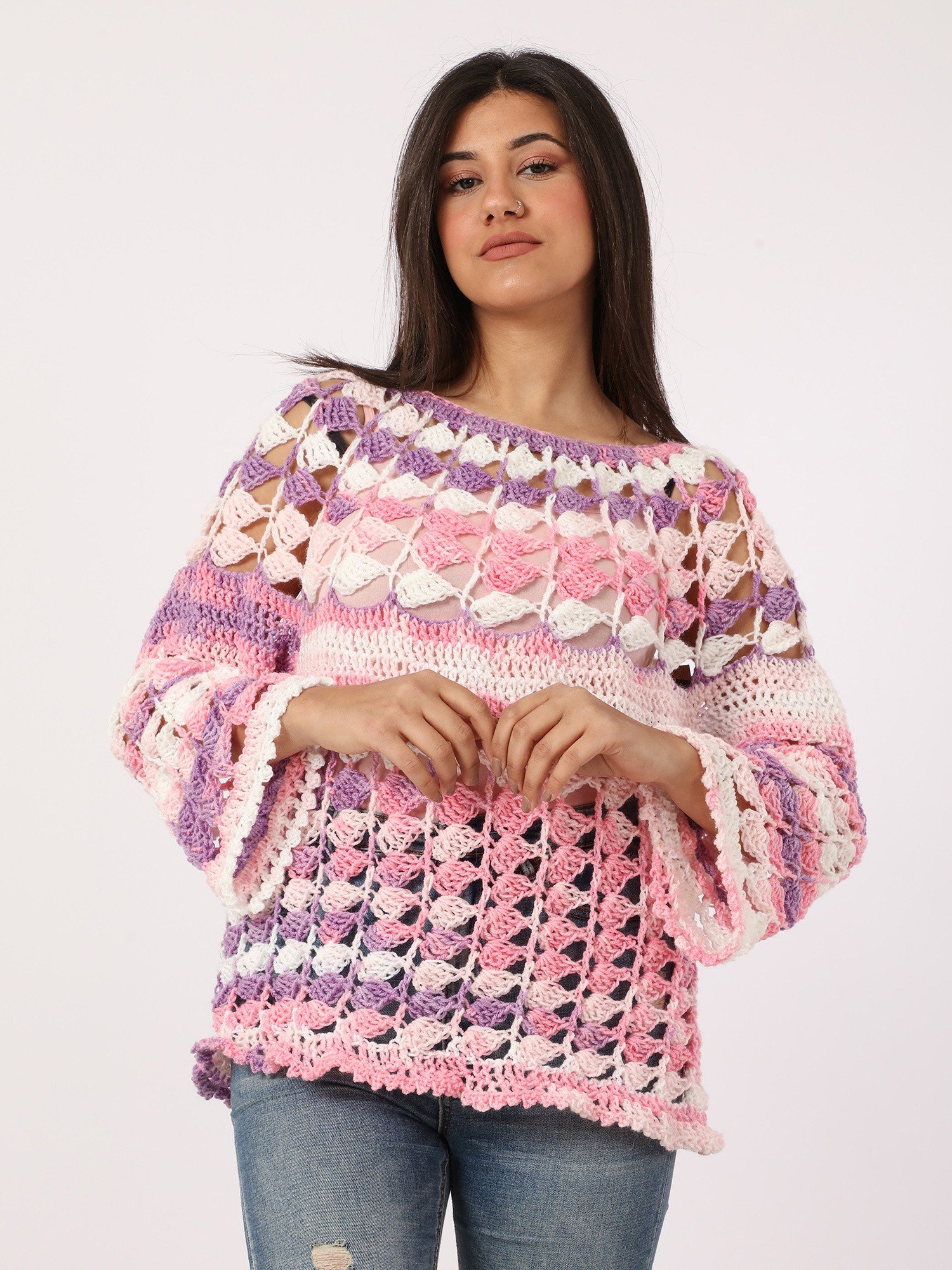Wool Colorful Blouses Crochet Handmade - Image 1