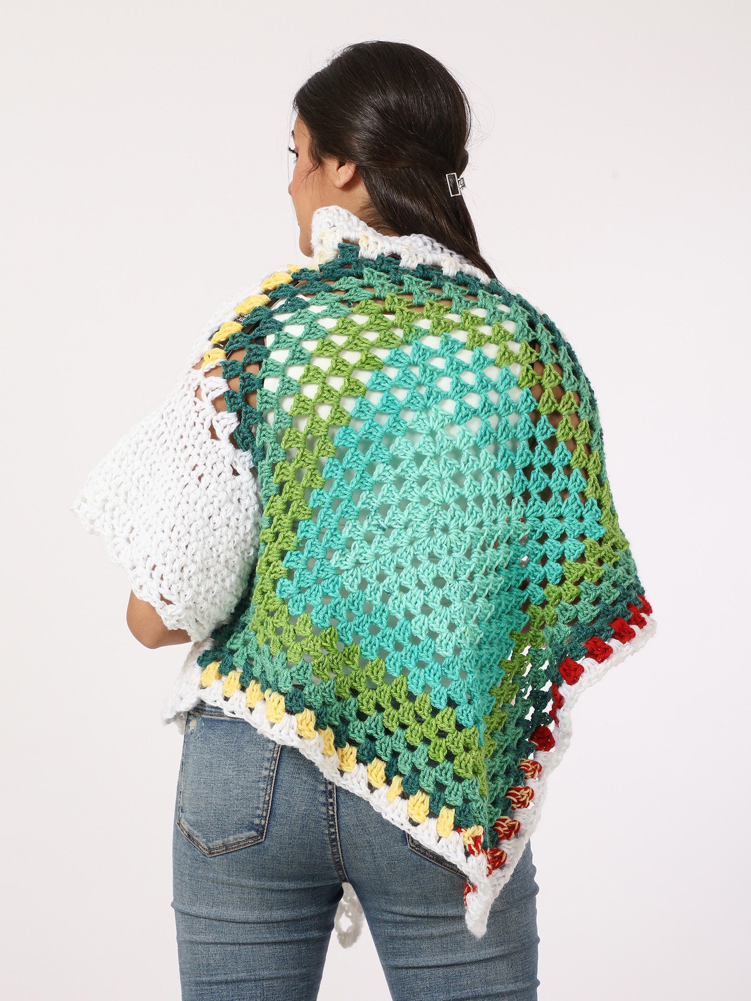 Wool Asymmetric Triangle Capa Capelet Poncho Crochet Handmade - Image 2