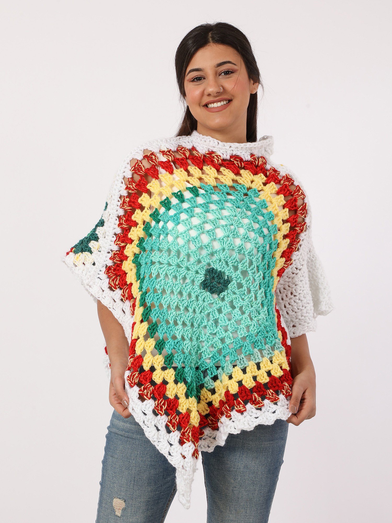 Wool Asymmetric Triangle Capa Capelet Poncho Crochet Handmade - Image 1