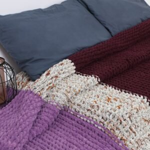 Handmade Alize Puffy Warm Fluffy Colorful Crochet Blankets - Image 2