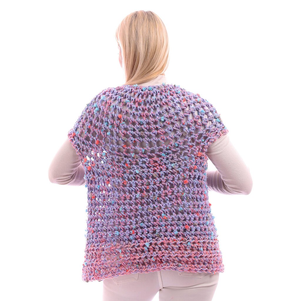 Wool Crochet Handmade Over Lap Mix Flowers Vest Poncho