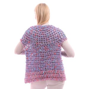 Wool Crochet Handmade Over Lap Mix Flowers Vest Poncho - Image 2