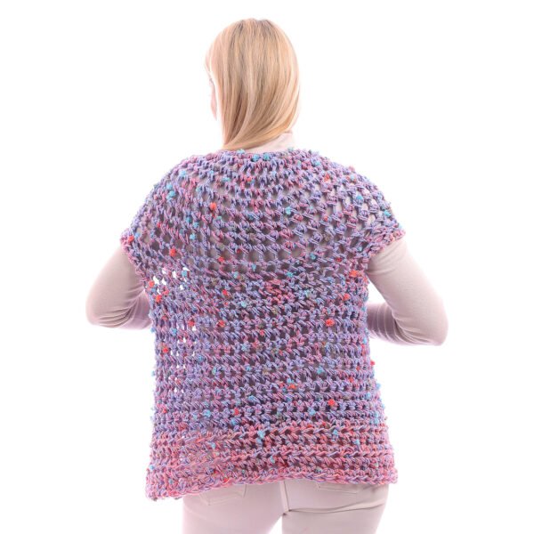 Wool Crochet Handmade Over Lap Mix Flowers Vest Poncho