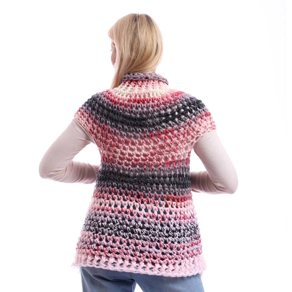 Wool High Collar Pullover Cap Sleeves Crochet Handmade