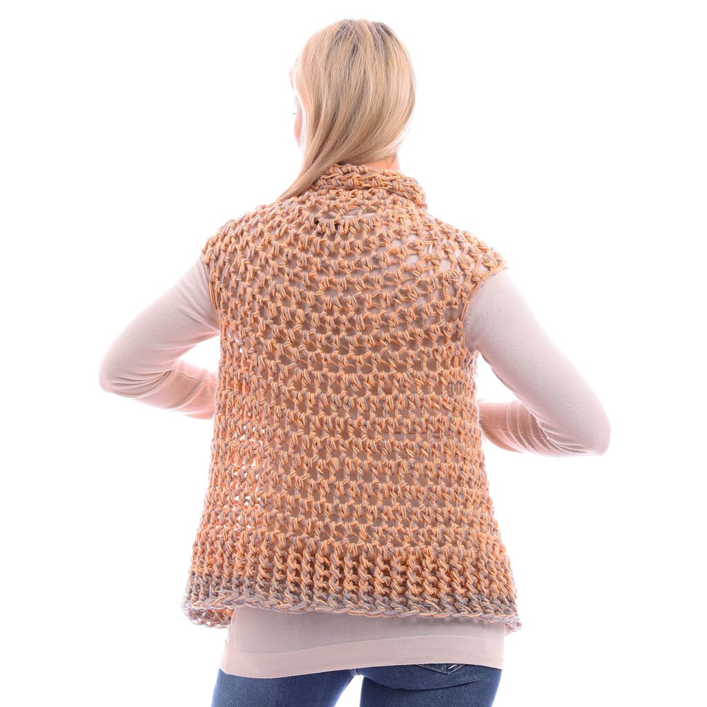 Wool High Collar Pullover Cap Sleeves Crochet Handmade