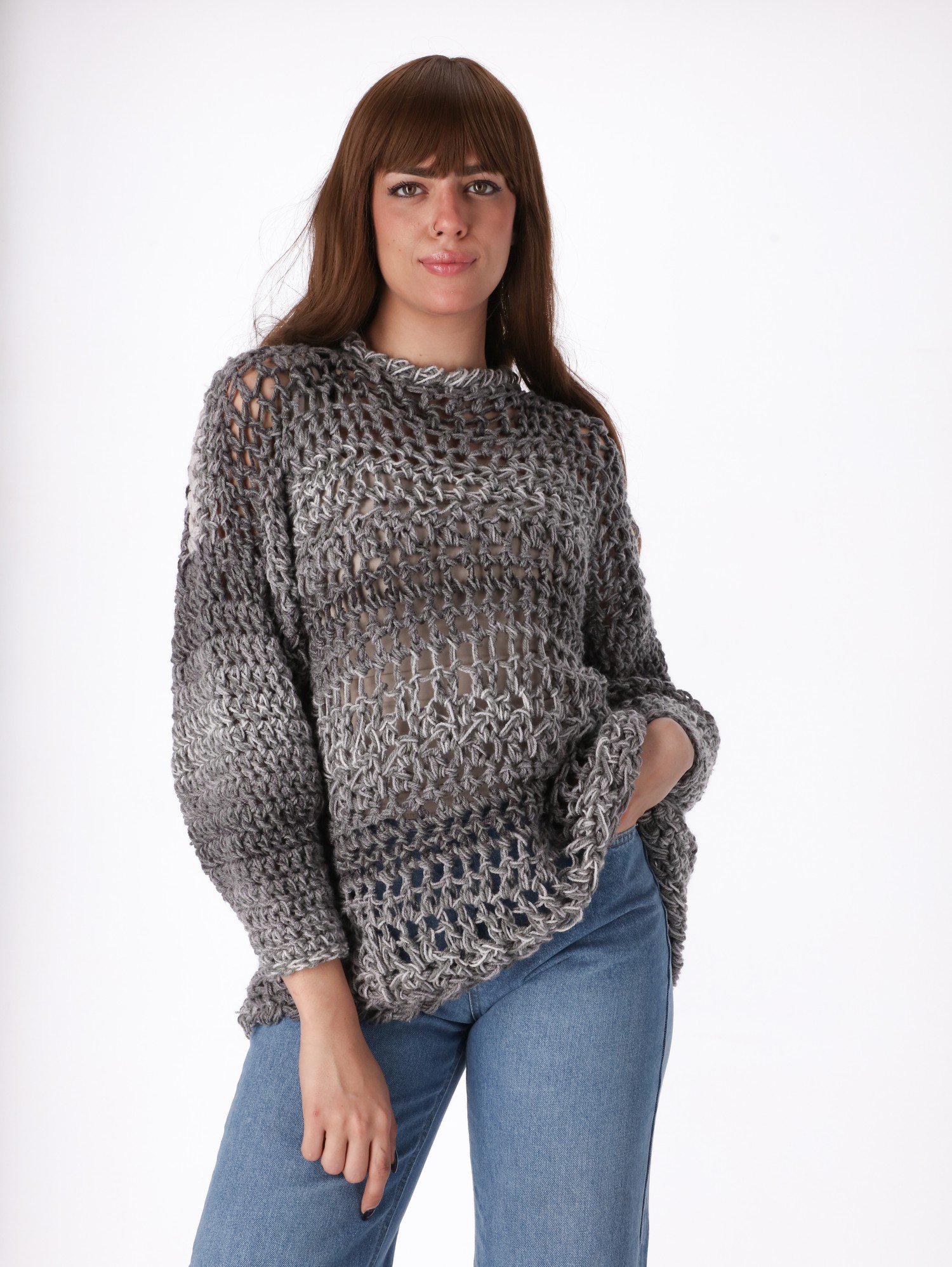 Pullover Wide Strip Crochet Handmade - Image 1