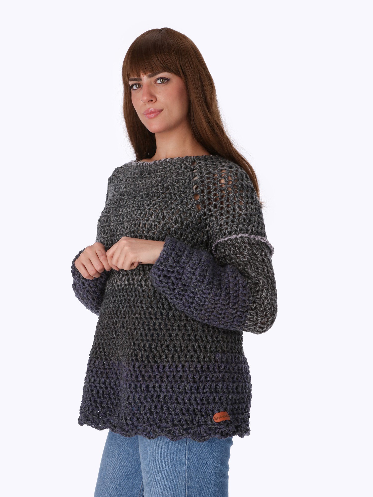 Pullover Wide Strip Crochet Handmade - Image 4