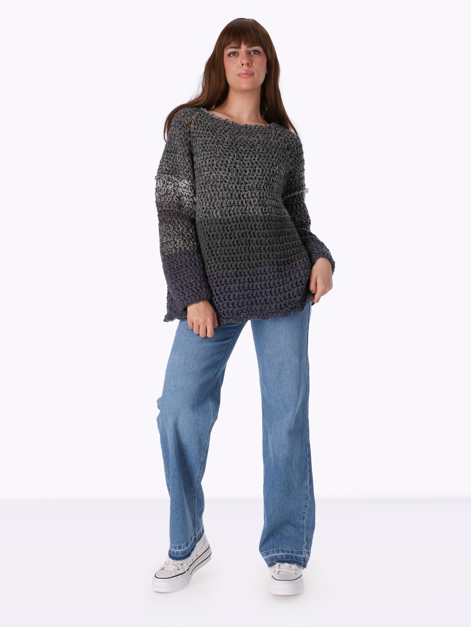 Pullover Wide Strip Crochet Handmade - Image 1