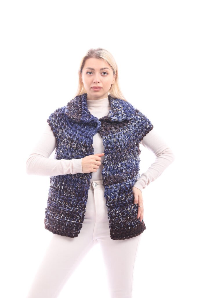 Colorful Buttoned Vest Jacket Crochet  Handmade
