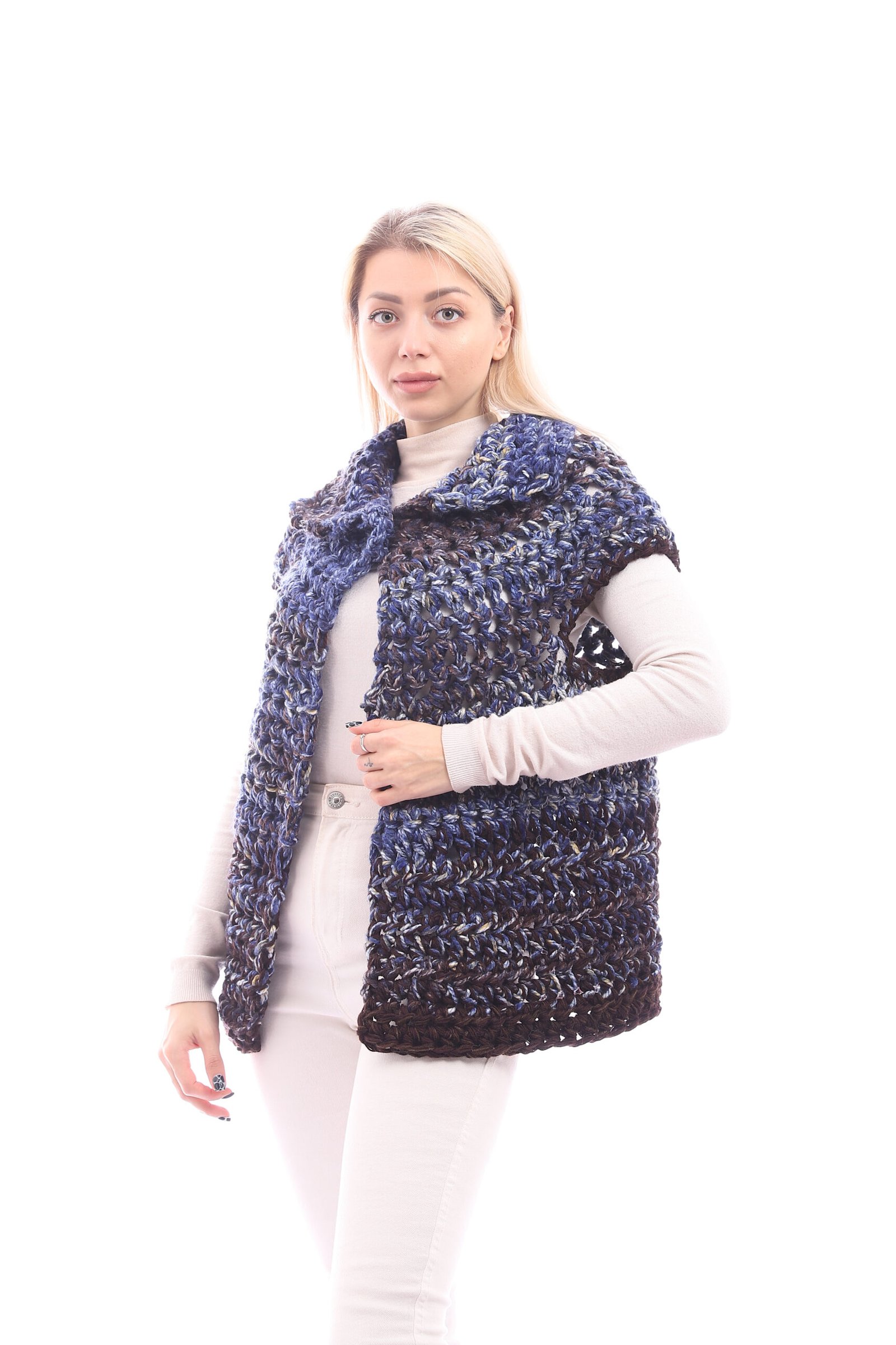 Colorful Buttoned Vest Jacket Crochet  Handmade - Image 2