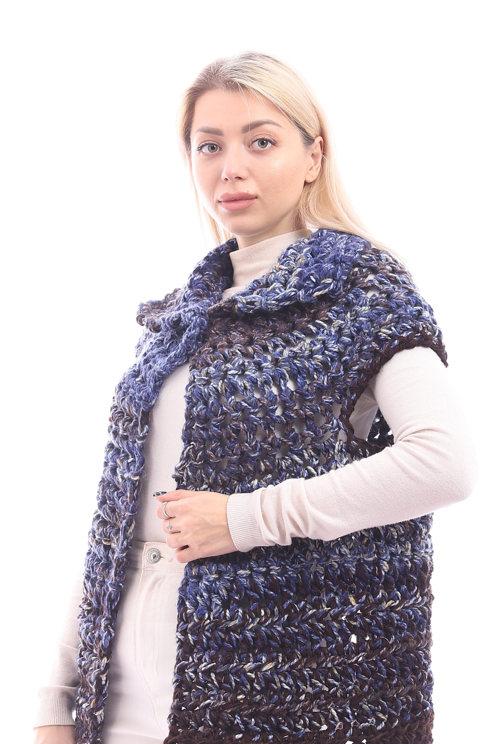 Colorful Buttoned Vest Jacket Crochet  Handmade - Image 4