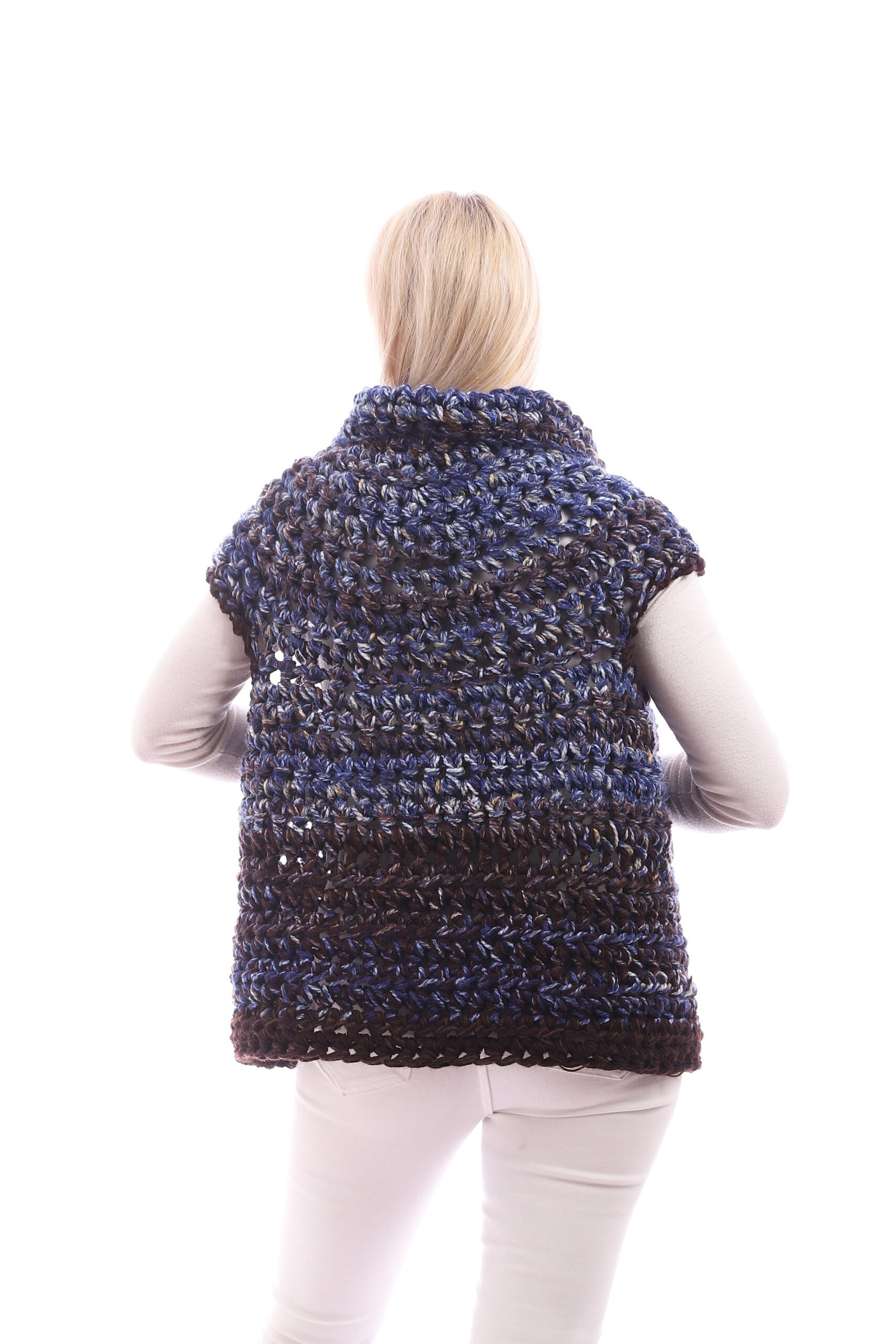 Colorful Buttoned Vest Jacket Crochet  Handmade - Image 3