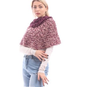 Wool High Collared Capelet Poncho Crochet Handmade - Image 4
