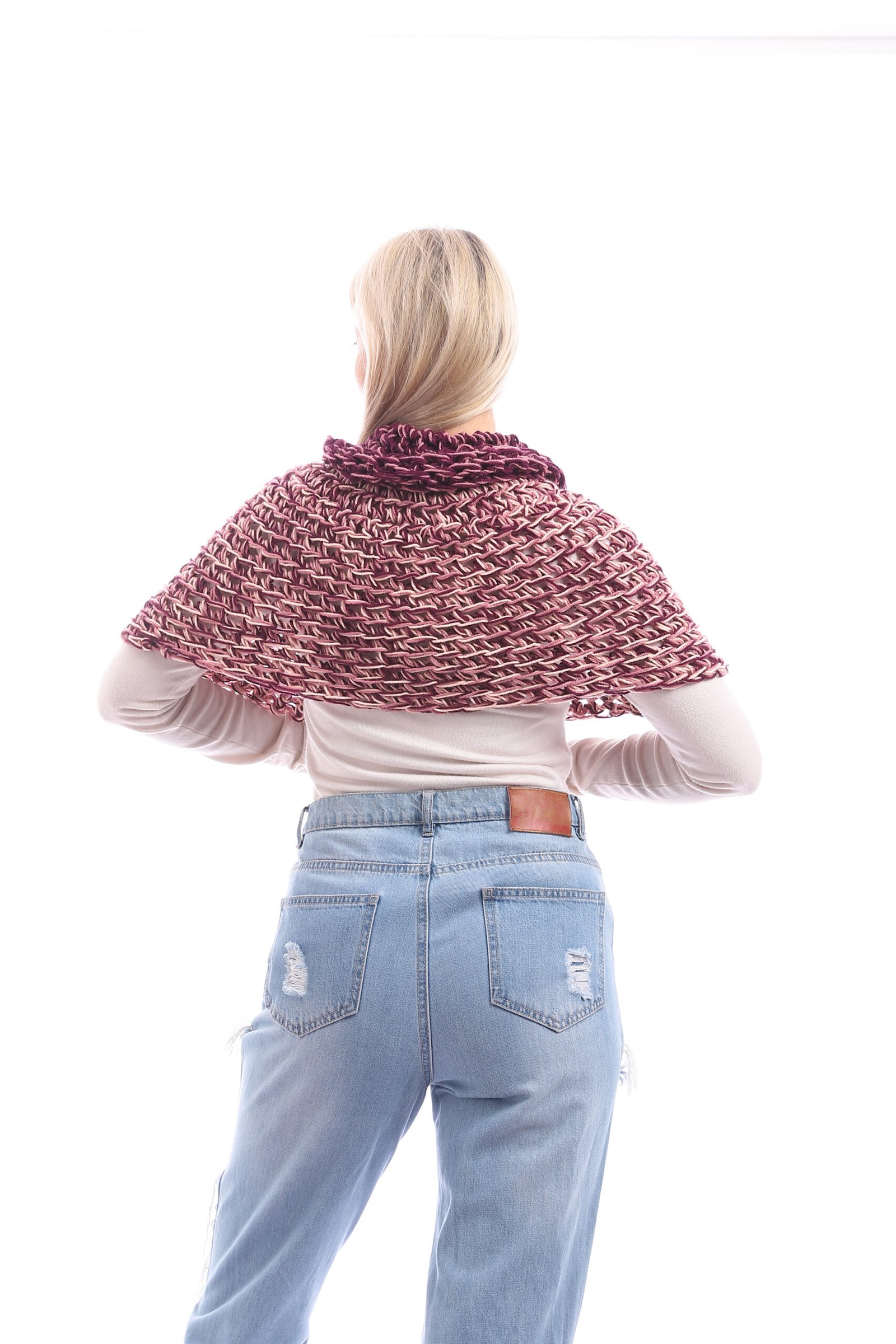Wool High Collared Capelet Poncho Crochet Handmade - Image 2