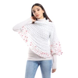 Wool High Collar Asymmetric Capa Capelet  Poncho Crochet Handmade
