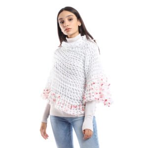 Wool High Collar Asymmetric Capa Capelet  Poncho Crochet Handmade - Image 4