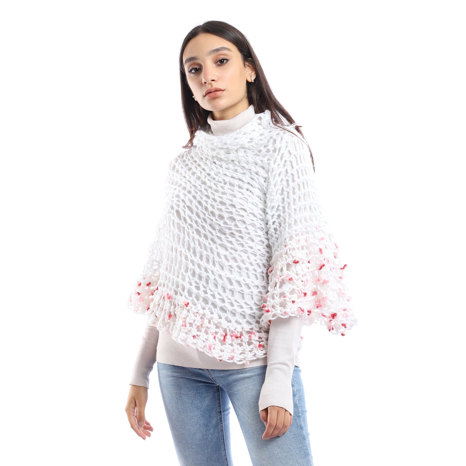 Wool High Collar Asymmetric Capa Capelet  Poncho Crochet Handmade - Image 4