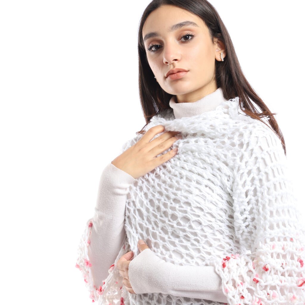 Wool High Collar Asymmetric Capa Capelet  Poncho Crochet Handmade