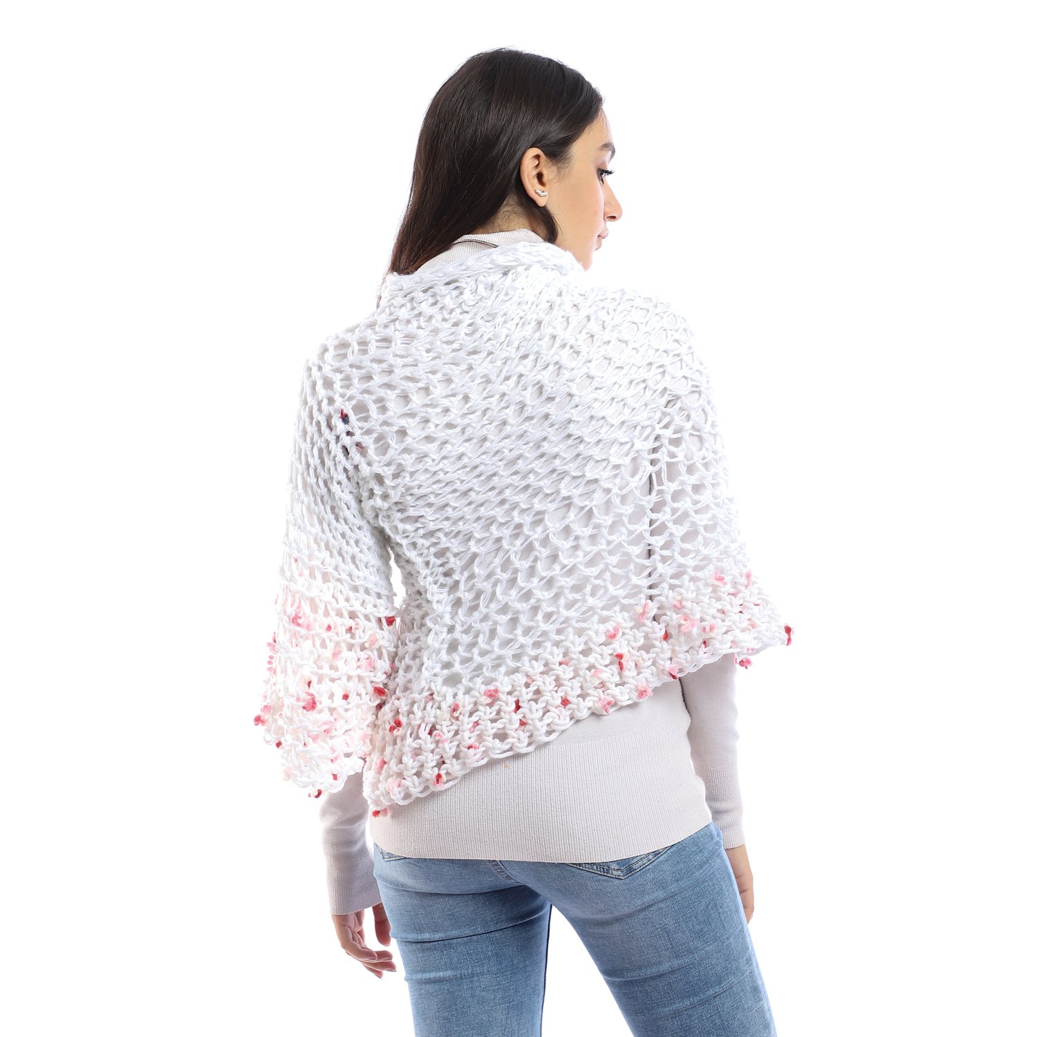 Wool High Collar Asymmetric Capa Capelet  Poncho Crochet Handmade - Image 2