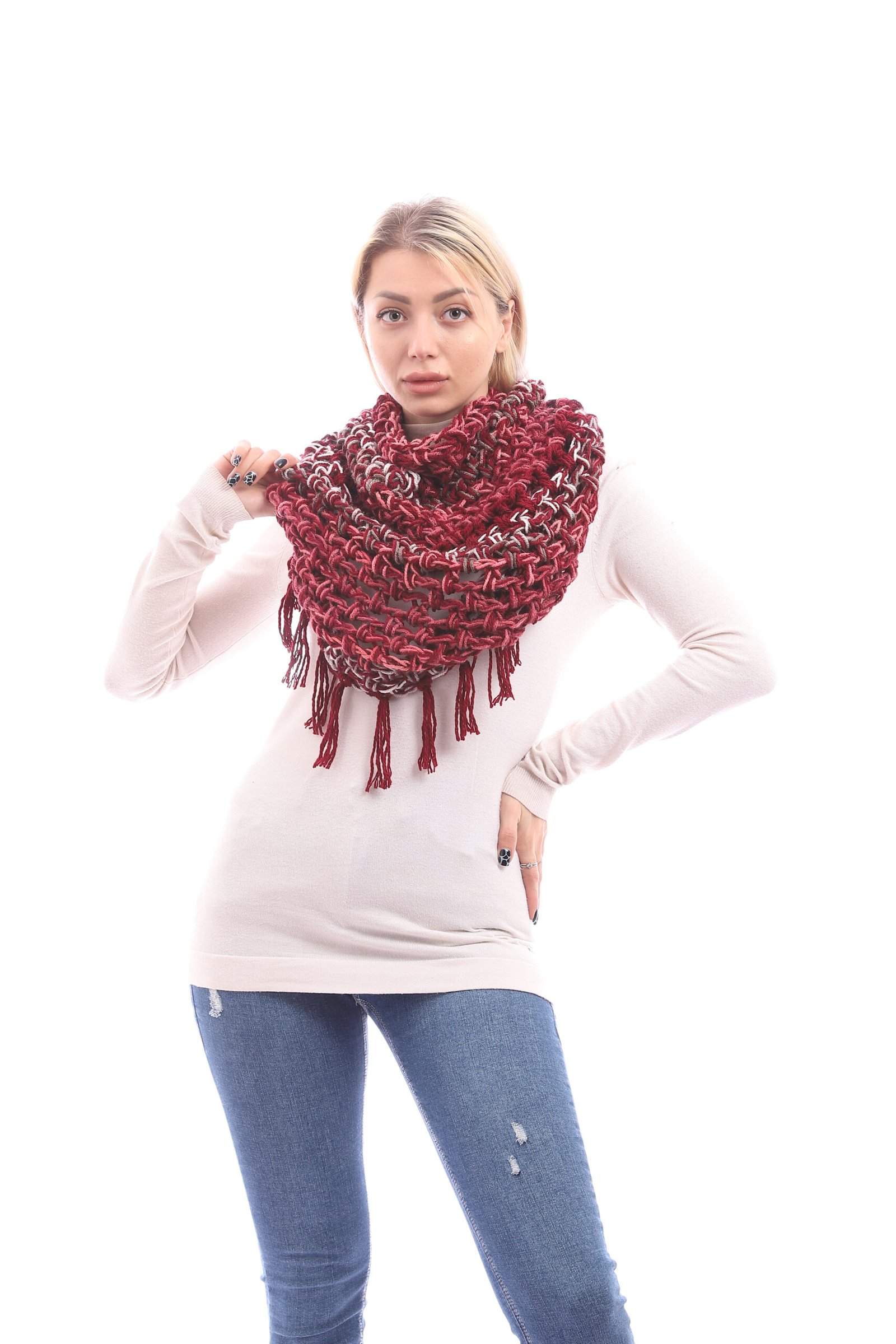 Mesh Wool Tube Collar Crochet Handmade - Image 1
