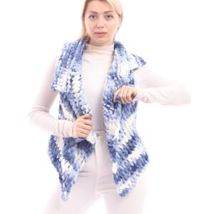 Wool Crochet Handmade Puffy Over Lap Vest - Image 4