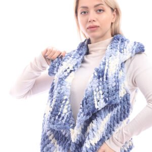 Wool Crochet Handmade Puffy Over Lap Vest - Image 2