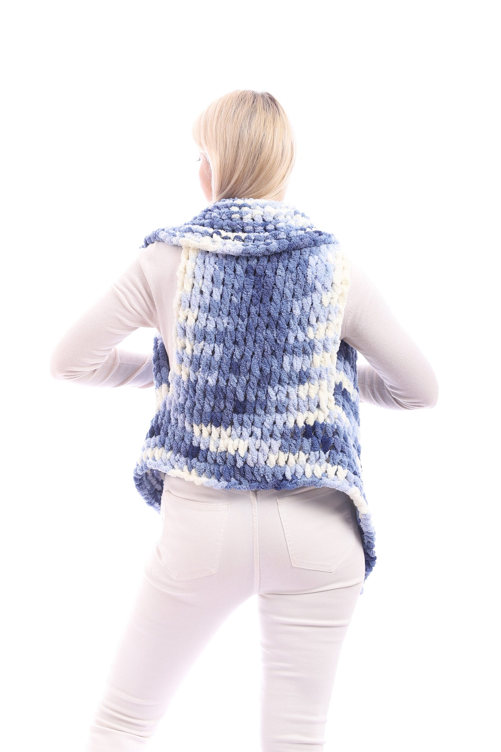 Wool Crochet Handmade Puffy Over Lap Vest - Image 3