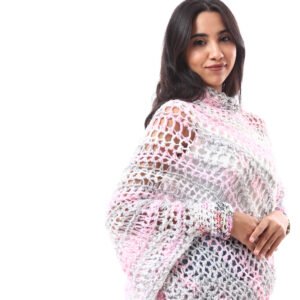 Wool Colorful Asymmetric Sweater Crochet Handmade - Image 3