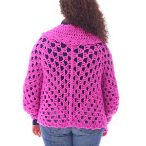 Wool Open Front Cardigan Grany Stitches Crochet Handmade - Image 3