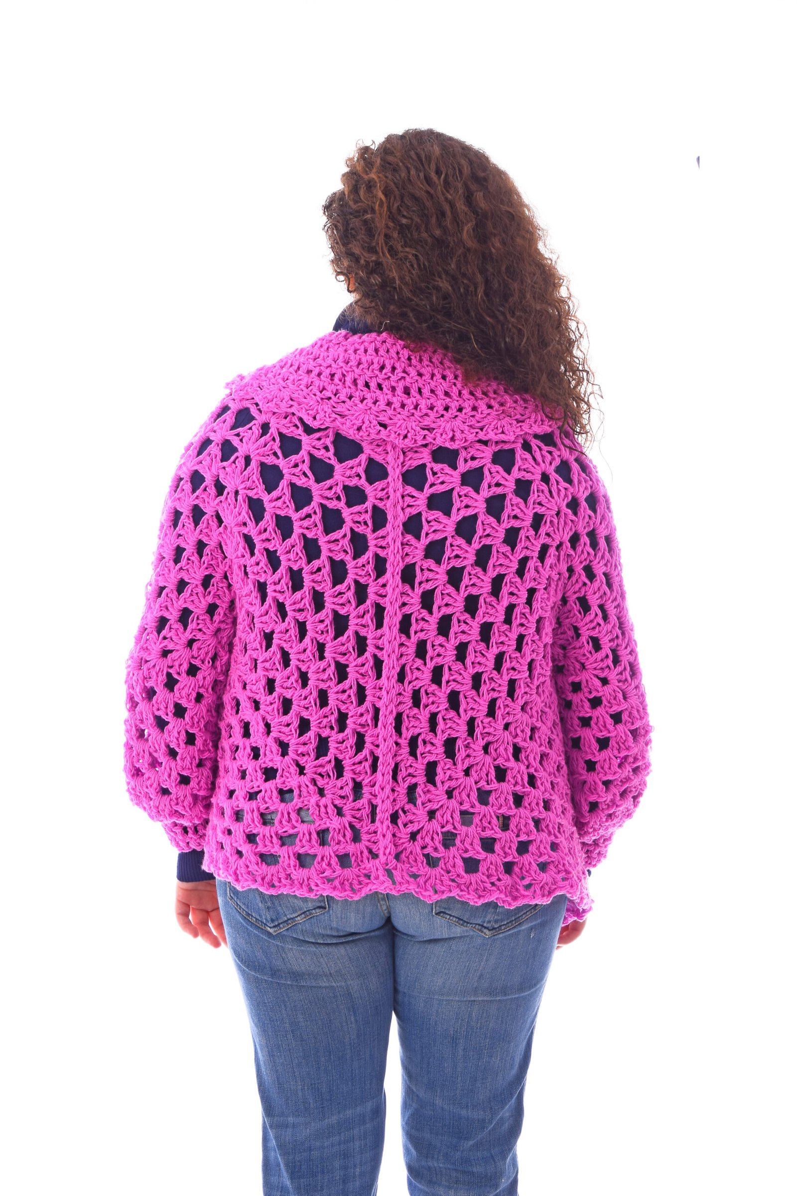 Wool Open Front Cardigan Grany Stitches Crochet Handmade - Image 3