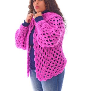 Wool Open Front Cardigan Grany Stitches Crochet Handmade - Image 2