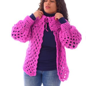 Wool Open Front Cardigan Grany Stitches Crochet Handmade