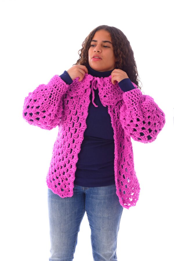 Wool Open Front Cardigan Grany Stitches Crochet Handmade