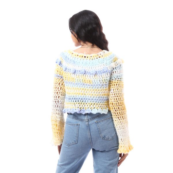 Crop Pullover Wide Strip Crochet Handmade