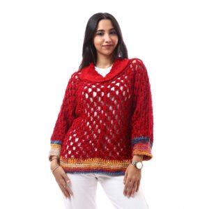 Wool Sweater Blouse Granny Square Crochet Handmade - Image 3