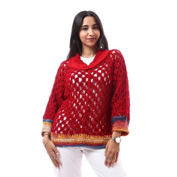 Wool Sweater Blouse Granny Square Crochet Handmade