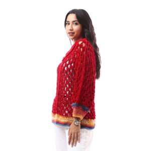 Wool Sweater Blouse Granny Square Crochet Handmade - Image 2