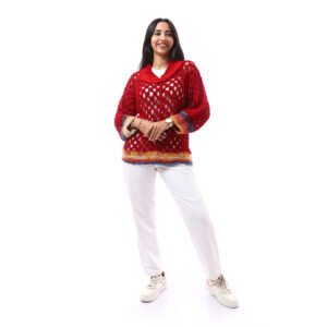 Wool Sweater Blouse Granny Square Crochet Handmade