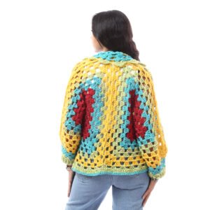 Colorful Wool Trendy Open Cardigan  Crochet Handmade - Image 5