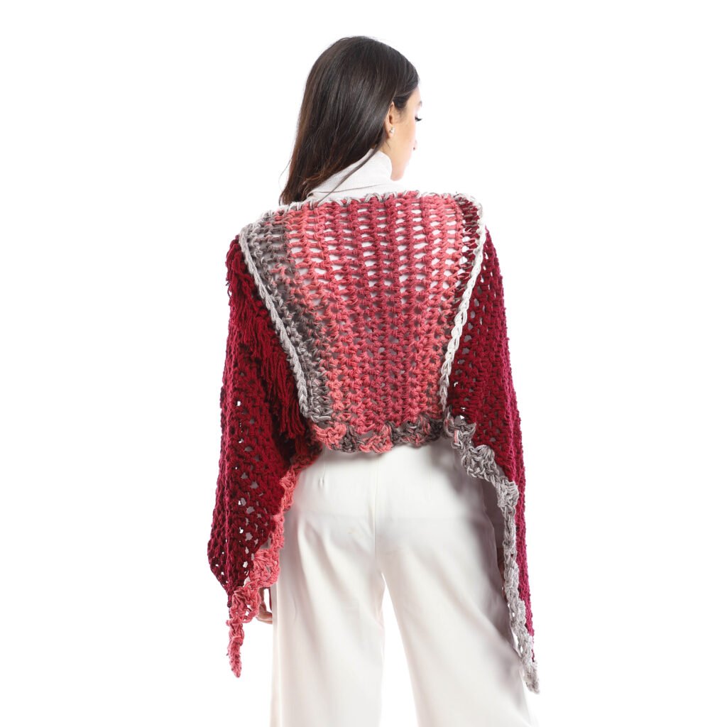 Wool Poncho Asymmetric Triangle Crochet Handmade
