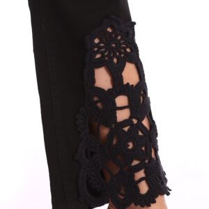 Bell leg Gabardine Cotton Lycra Kik bootcut leg Decorated Flare Crochet Handmade Trousers - Image 4