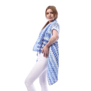 Colorful Back Granny Square Open Cardigan Shawl Crochet