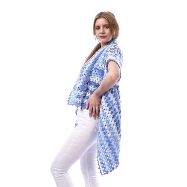 Colorful Back Granny Square Open Cardigan Shawl Crochet