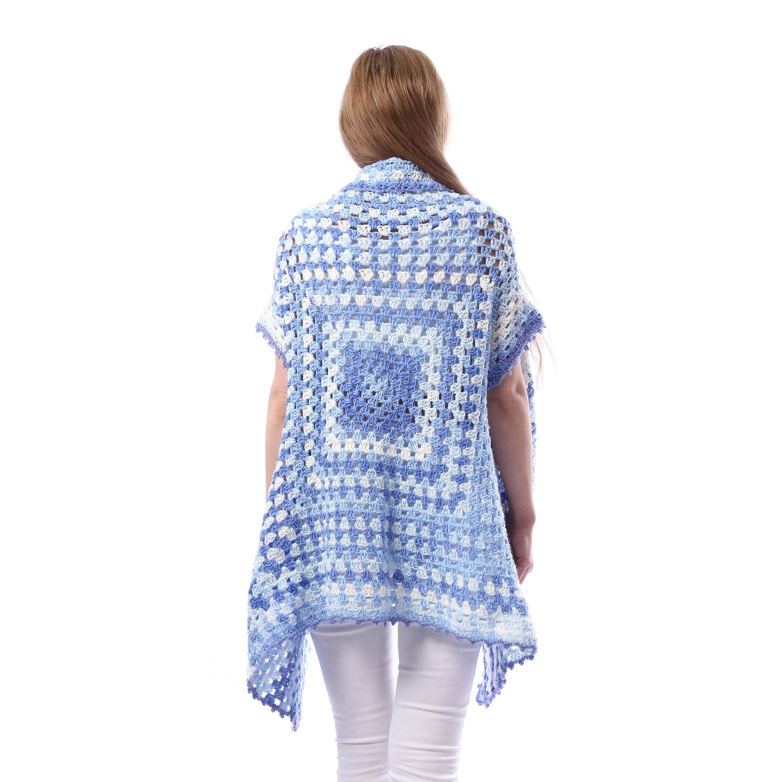 Colorful Back Granny Square Open Cardigan Shawl Crochet - Image 2