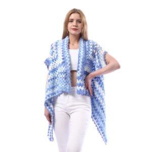 Colorful Back Granny Square Open Cardigan Shawl Crochet - Image 2