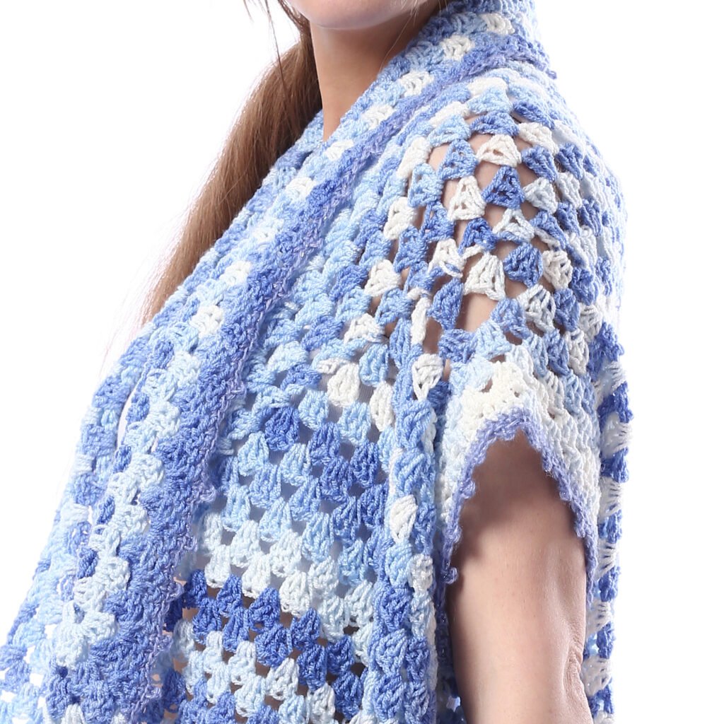 Colorful Back Granny Square Open Cardigan Shawl Crochet